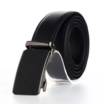 Ремень мужской, ширина 3,5 см, пряжка автомат, цвет черный