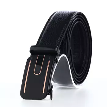 Ремень мужской, ширина 3,5 см, пряжка автомат, цвет черный