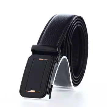 Ремень мужской, ширина 3,5 см, пряжка автомат, цвет черный