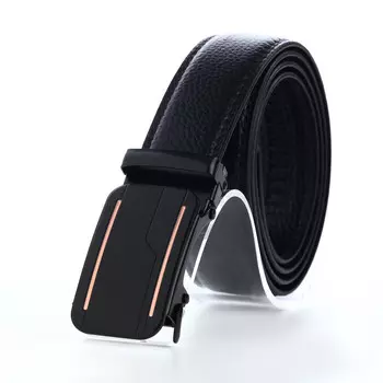 Ремень мужской, ширина 3,5 см, пряжка автомат, цвет черный