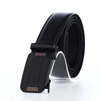 Ремень мужской, ширина 3,5 см, пряжка автомат, цвет черный