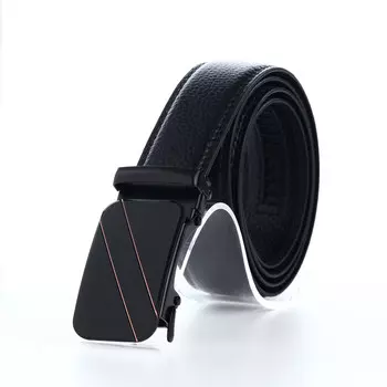 Ремень мужской, ширина 3,5 см, пряжка автомат, цвет черный