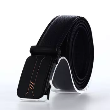 Ремень мужской, ширина 3,5 см, пряжка автомат, цвет черный