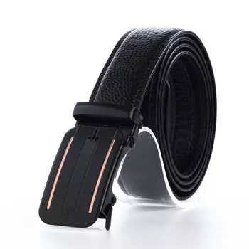Ремень мужской, ширина 3,5 см, пряжка автомат, цвет черный