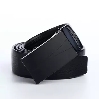 Ремень мужской, ширина 3,5 см, пряжка автомат, цвет черный