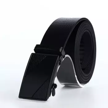 Ремень мужской, ширина 3,5 см, пряжка автомат, цвет черный