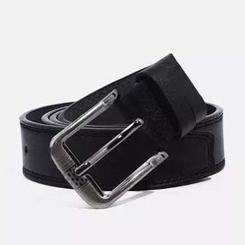 Ремень мужской, ширина 3,5 см, винт, пряжка металл, цвет черный