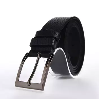 Ремень мужской, ширина 3,5 см, винт, пряжка металл, цвет черный