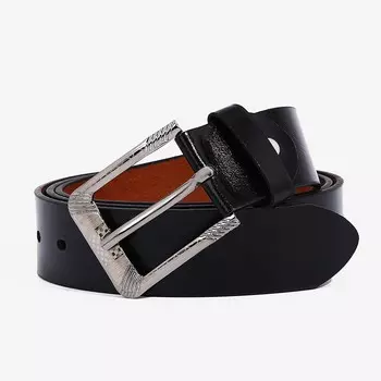 Ремень мужской, ширина 3.5 см, винт, пряжка металл, цвет черный