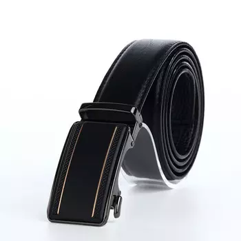 Ремень мужской, ширина 3,6 см, пряжка автомат, цвет черный