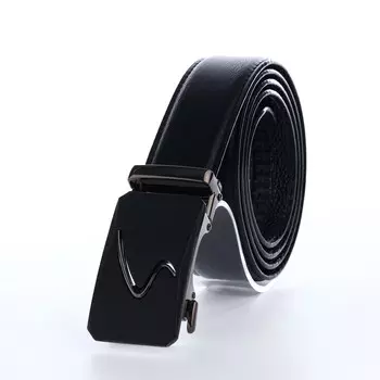 Ремень мужской, ширина 3,6 см, пряжка автомат, цвет черный