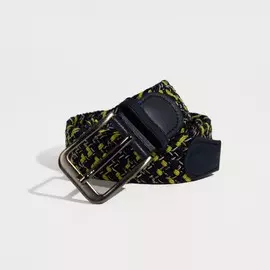 Ремень мужской, ширина 4 см, резинка, плетёнка, цвет синий/жёлтый