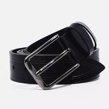 Ремень мужской, ширина 4 см, винт, пряжка металл, цвет черный