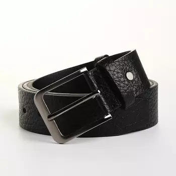 Ремень мужской, ширина 4 см, винт, пряжка металл, цвет черный