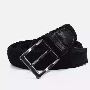 Ремень, ширина 3.5 см, резинка, пряжка металл, цвет черный