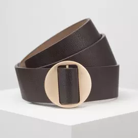 Ремень женский, матовый, пряжка золото, пластик, без прокола, цвет коричневый