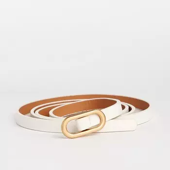 Ремень женский, ширина 0.8 см, пряжка металл, цвет белый