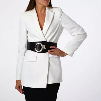 Ремень-резинка женский широкий, 8010 см, пряжка металл, золотистая, черный