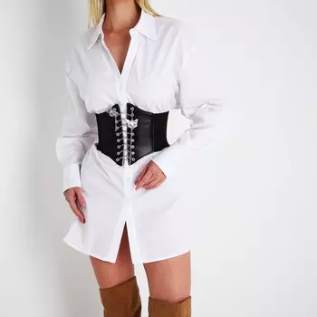 Ремень женский, ширина 12 см, на липучке, цвет черный