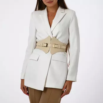 Ремень-резинка женский широкий, 6815 см, пряжка металл, золотистая, бежевый