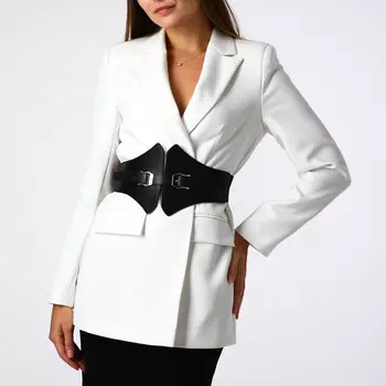 Ремень-резинка женский широкий, 6815 см, пряжка металл, золотистая, черный