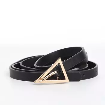 Ремень женский, ширина 1.1 см, пряжка металл, цвет черный