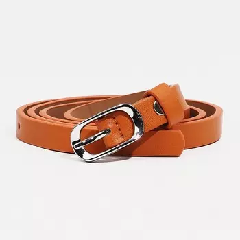 Ремень женский, ширина 1.2 см, винт, пряжка металл, цвет оранжевый