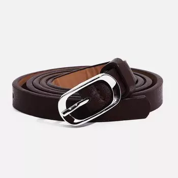 Ремень женский, ширина 1.2 см, винт, пряжка металл, цвет коричневый