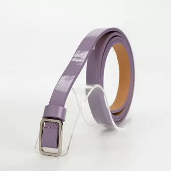 Ремень женский тонкий, 1101.3 см, прямоугольная пряжка металл, серебристая, сиреневый