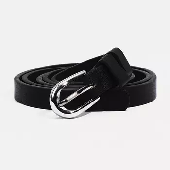 Ремень женский, ширина 1.3 см, винт, пряжка металл, цвет черный