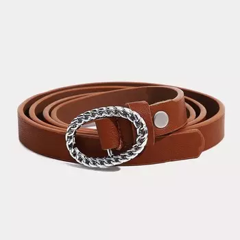 Ремень женский, ширина 1,3 см, винт, пряжка металл, цвет оранжевый