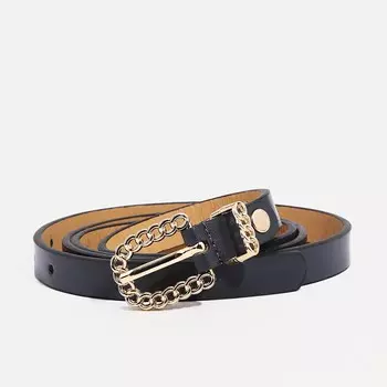 Ремень женский, ширина 1.4 см, пряжка металл, цвет темно-серый