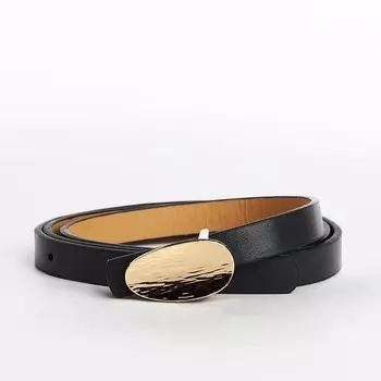 Ремень женский, ширина 1.4 см, пряжка металл, цвет темно-серый