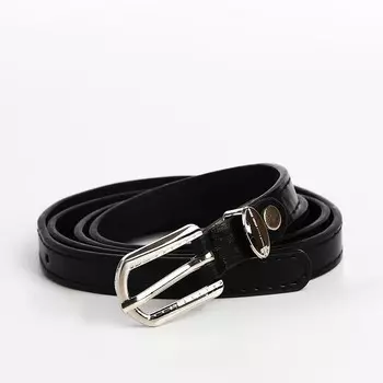 Ремень женский, ширина 1.4 см, винт, пряжка металл, цвет черный