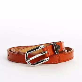 Ремень женский тонкий с винтом, 1101.4 см, пряжка металл, серебристая, рыжий