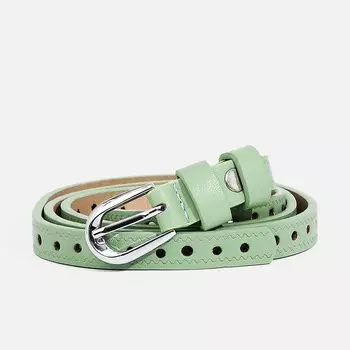 Ремень женский, ширина 1.5 см, винт, пряжка металл, цвет зеленый
