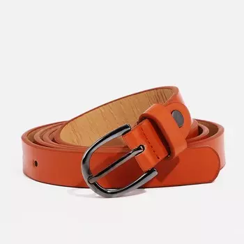 Ремень женский тонкий с винтом, 1101.8 см, пряжка темный металл, рыжий