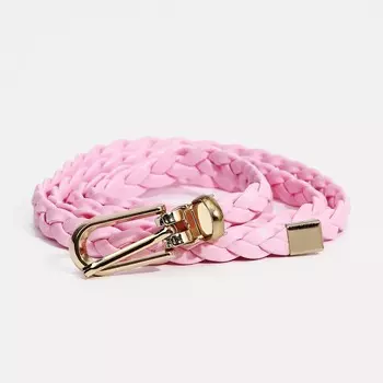 Ремень женский, ширина 1 см, пряжка металл, цвет розовый