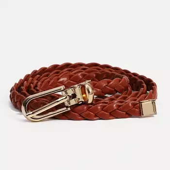 Ремень женский, ширина 1 см, пряжка металл, цвет коричневый