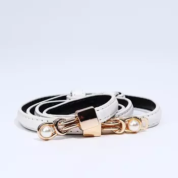 Ремень женский, ширина 1 см, пряжка металл, цвет белый