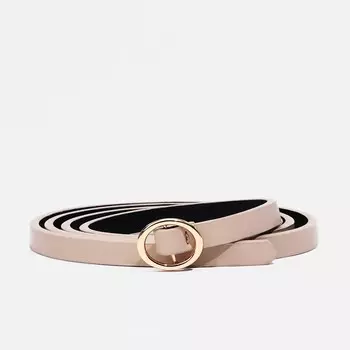 Ремень женский, ширина 1 см, пряжка металл, цвет бежевый