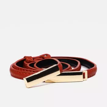 Ремень женский тонкий, 951 см, пряжка металл, золотистая, рыжий