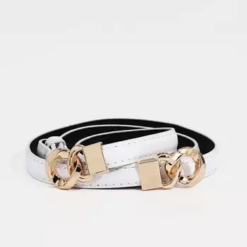 Ремень женский, ширина 1 см, пряжка металл, цвет белый