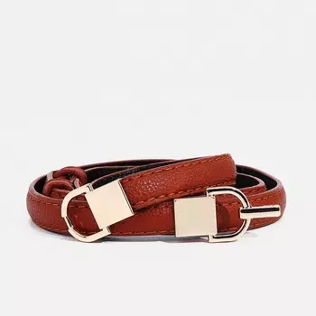 Ремень женский тонкий, 951 см, пряжка-зацепка металл, с минималистичной фурнитурой, рыжий