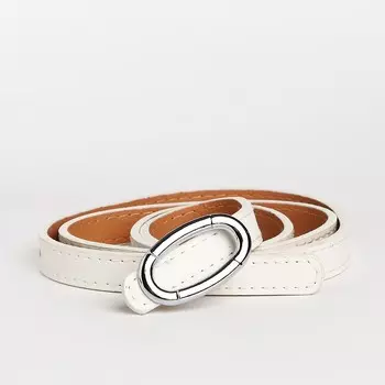 Ремень женский, ширина 1 см, пряжка металл, цвет белый