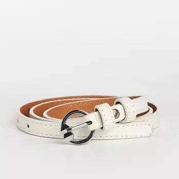 Ремень женский, ширина 1 см, винт, пряжка металл, цвет белый