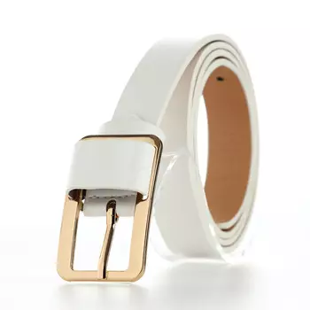 Ремень женский, 1102.1 см, пряжка металл, золотистая, белый