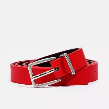 Ремень женский с винтом, 1002.2 см, пряжка металл, серебристая, красный