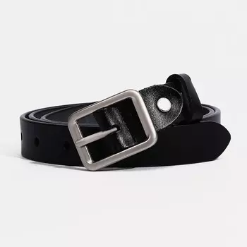 Ремень женский, ширина 2.2 см, винт, пряжка металл, цвет черный