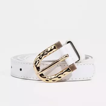 Ремень женский, ширина 2,2 см, винт, пряжка металл, цвет белый